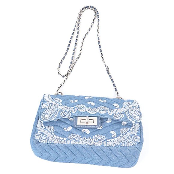 BNWT Paisley Bandana Printed Quilted Denim Crossbody Swing Bag - Picture 5 of 5